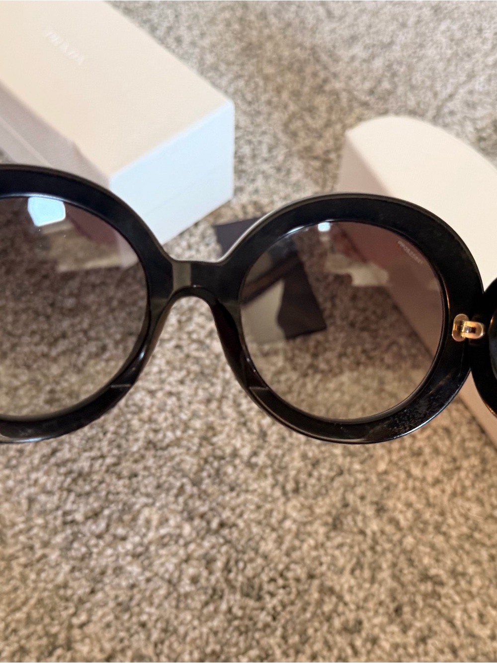 Prada Black Round Women's Sunglasses with Gradient Lenses - Picture 7 of 9